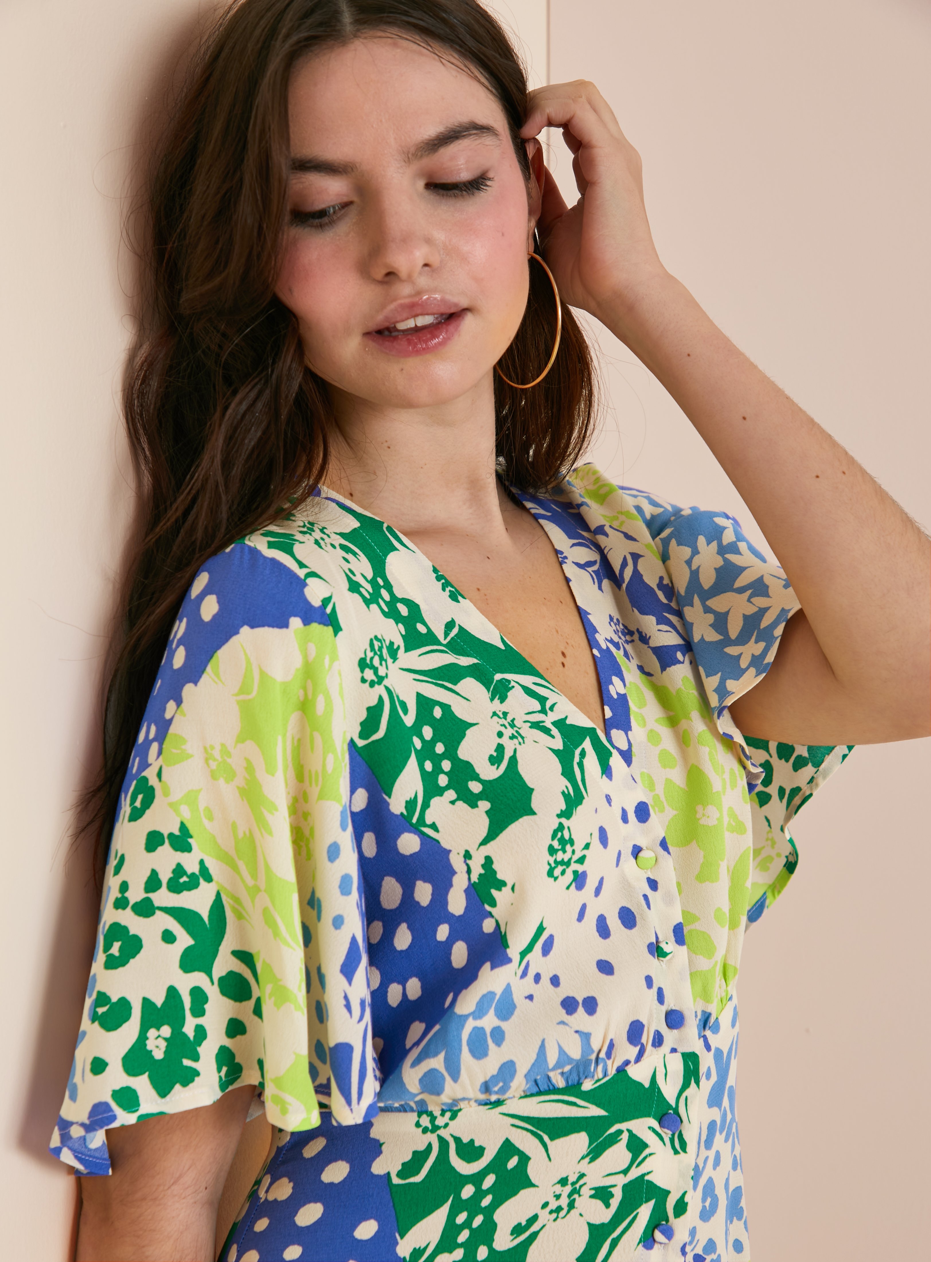 Everbelle Patchwork Floral Mini Dress 6 - Image 3 thumbnail